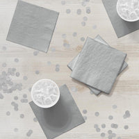 Bulk Shimmering Silver 2 ply Beverage Napkins (600 per Case)