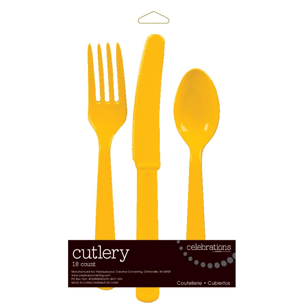 216ct Bulk Value Friendly School Bus Yellow Assorted Plastic Cutlery