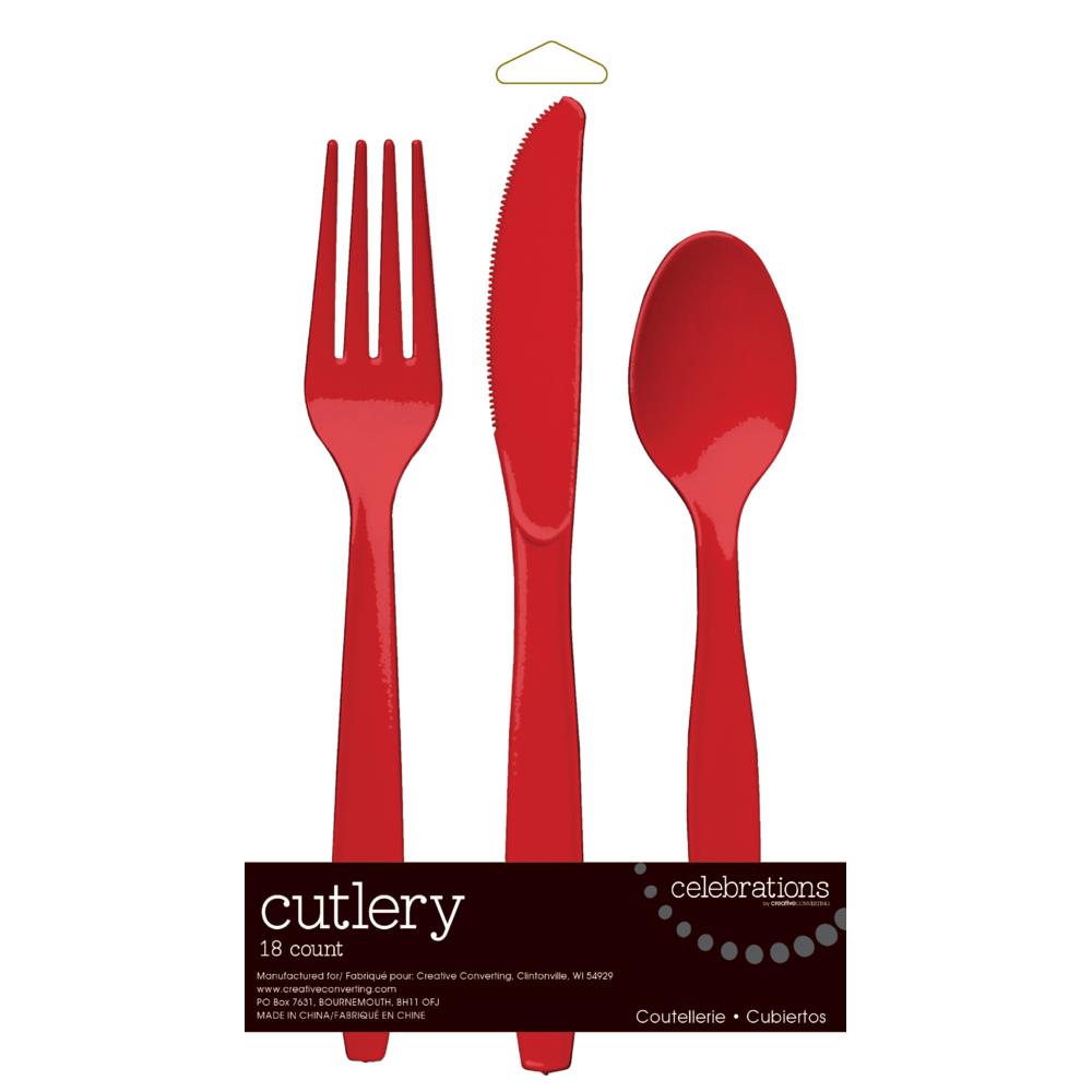 216ct Bulk Value Friendly Classic Red Assorted Plastic Cutlery