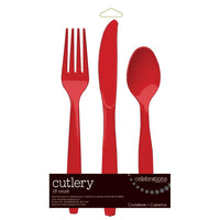 216ct Bulk Value Friendly Classic Red Assorted Plastic Cutlery