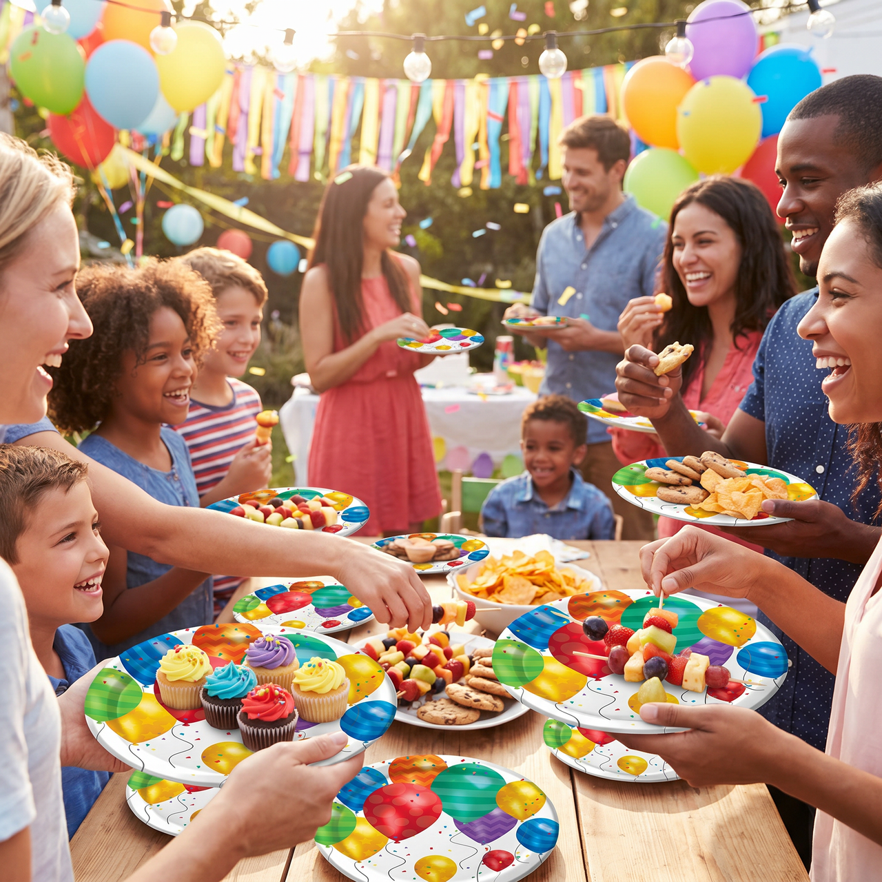 Bulk Balloon Blast 7 inch Paper Dessert Plate (96 per Case)