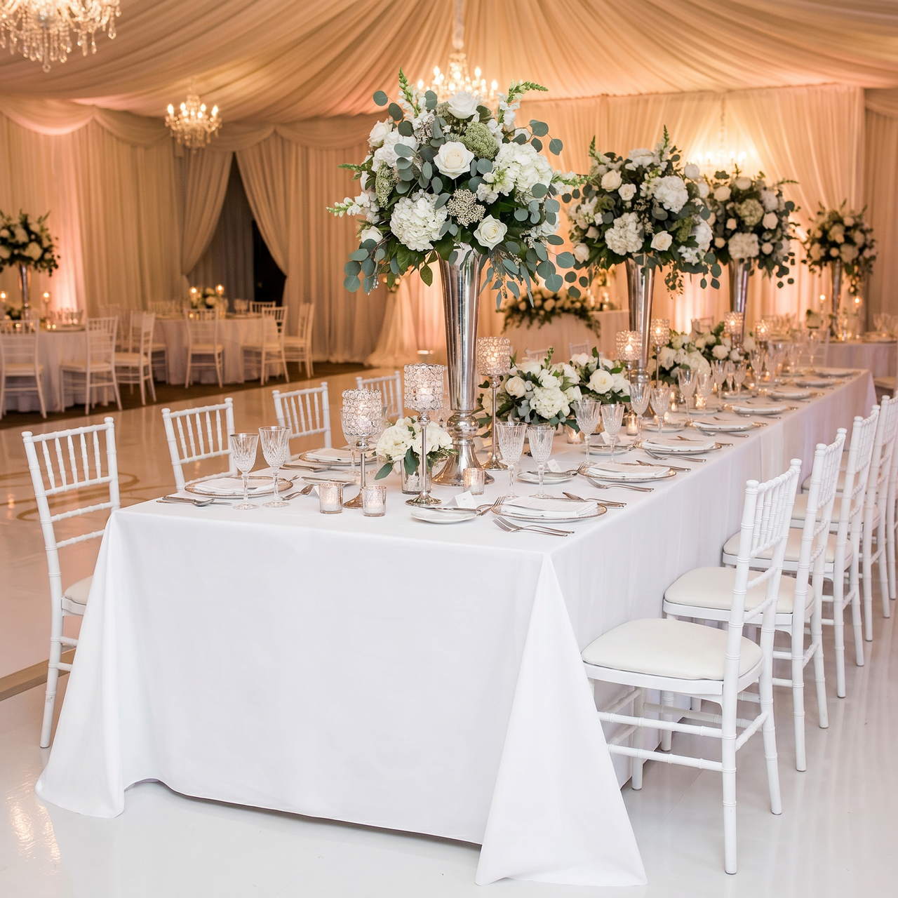 Bulk White Plastic Table Covers 54 inch x 108 inch (12 per Case)
