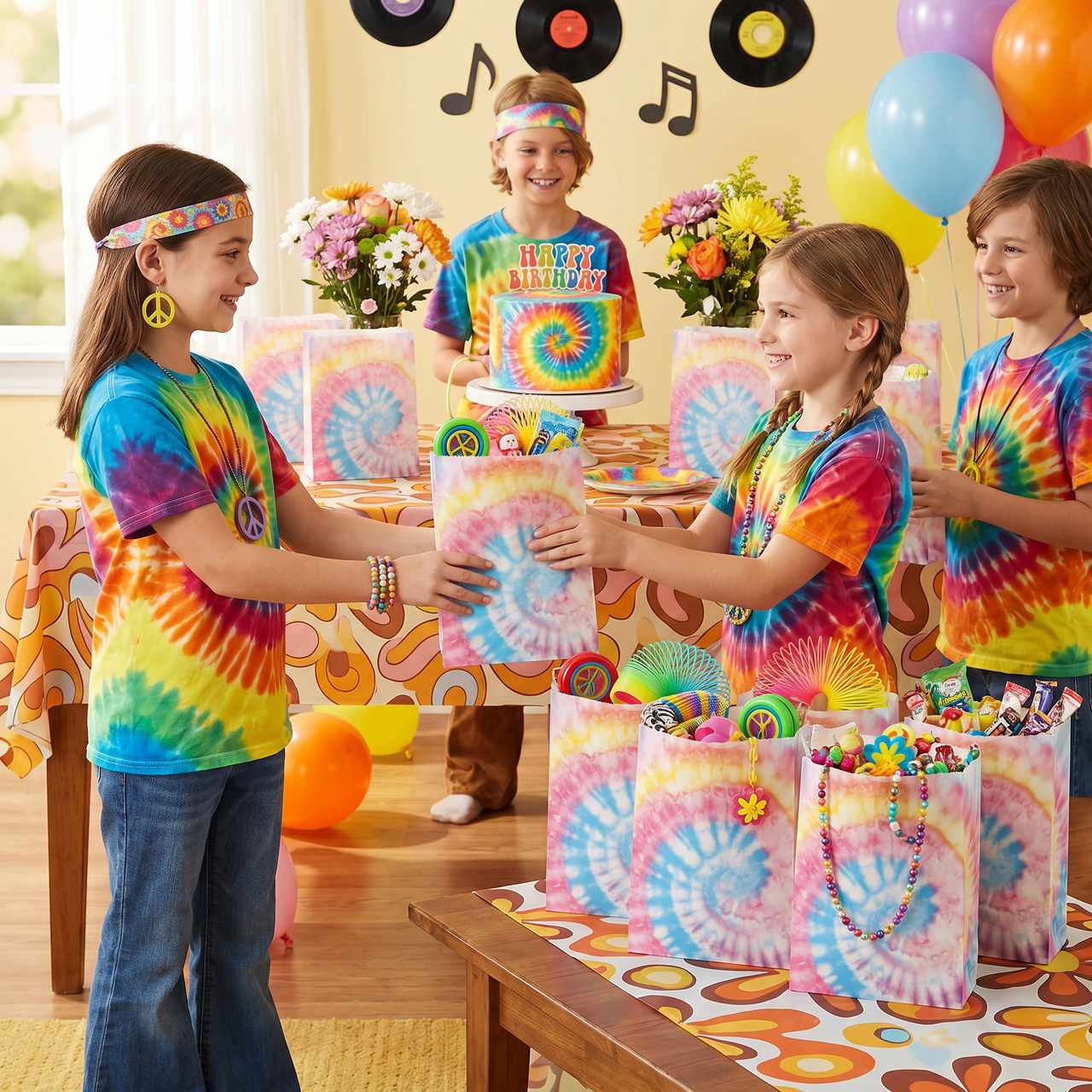 Bulk Tie Dye Party Paper Treat Bags (96 per Case)