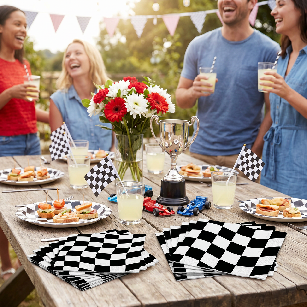 Bulk Black and White Check Luncheon Napkins (216 per Case)
