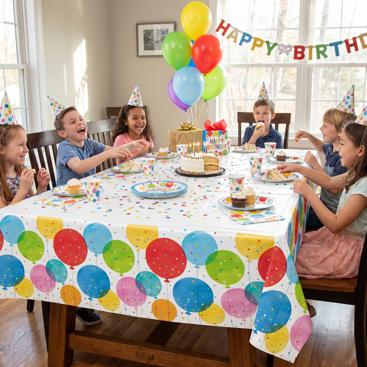 Bulk Birthday Confetti Balloons Plastic Table Covers (12 per Case)