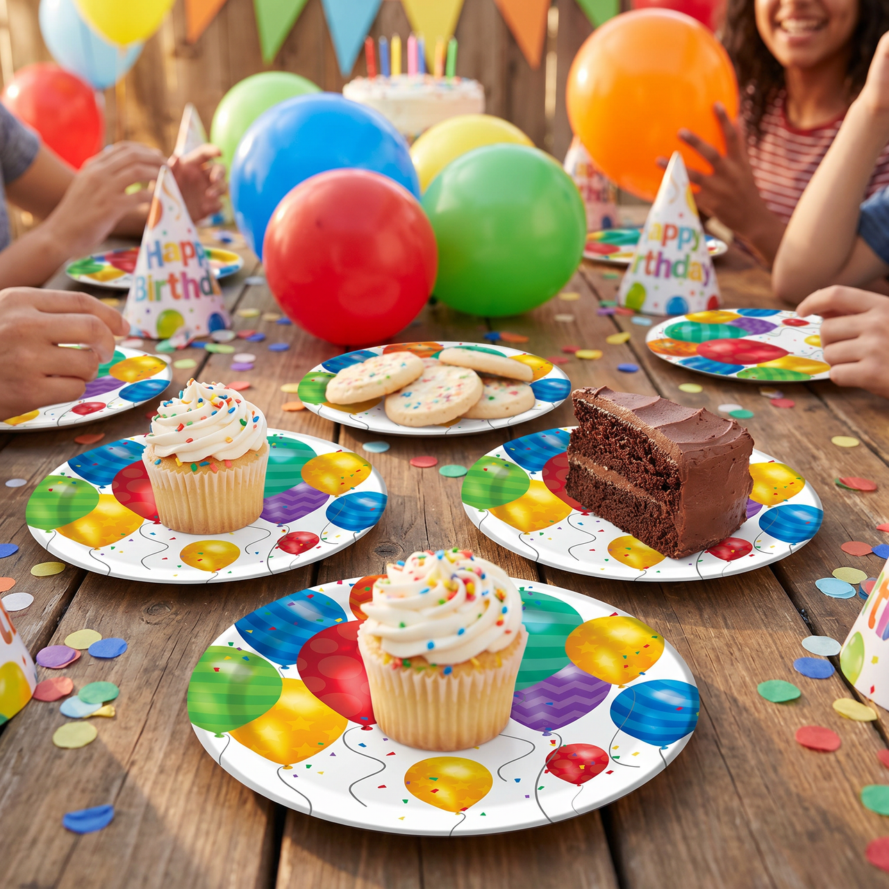 Bulk Balloon Blast 7 inch Paper Dessert Plate (96 per Case)