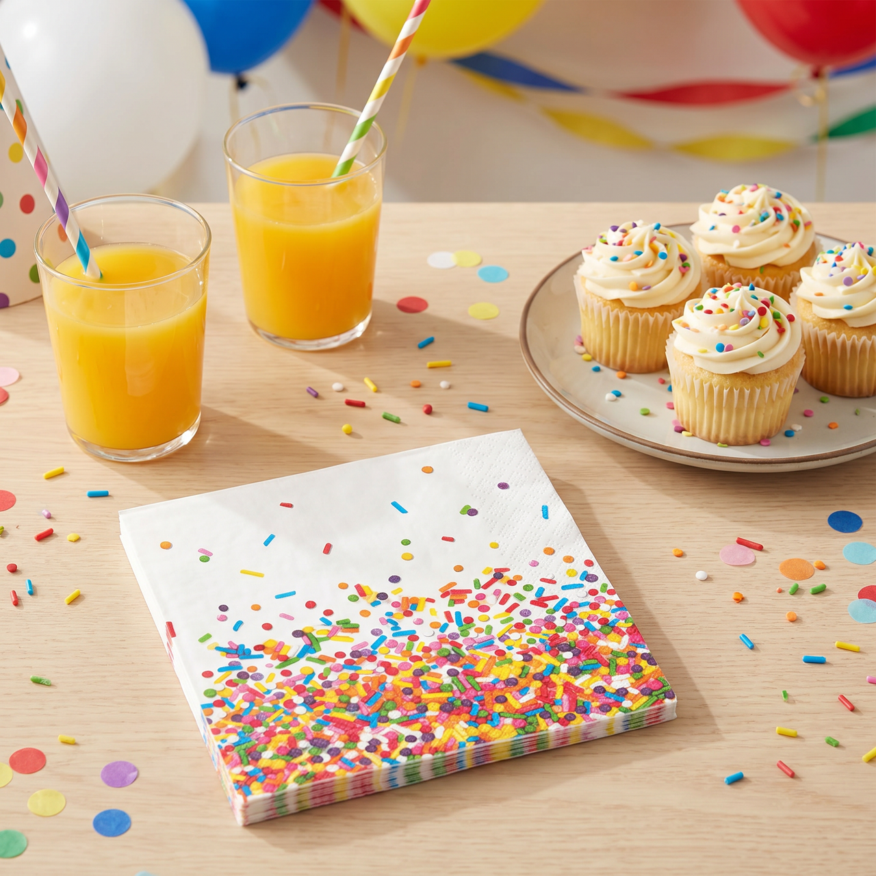 Bulk Confetti Sprinkles Beverage Napkins (192 per Case)