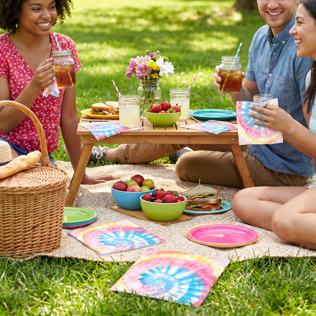 Bulk Tie Dye Party Beverage Napkins (192 per Case)