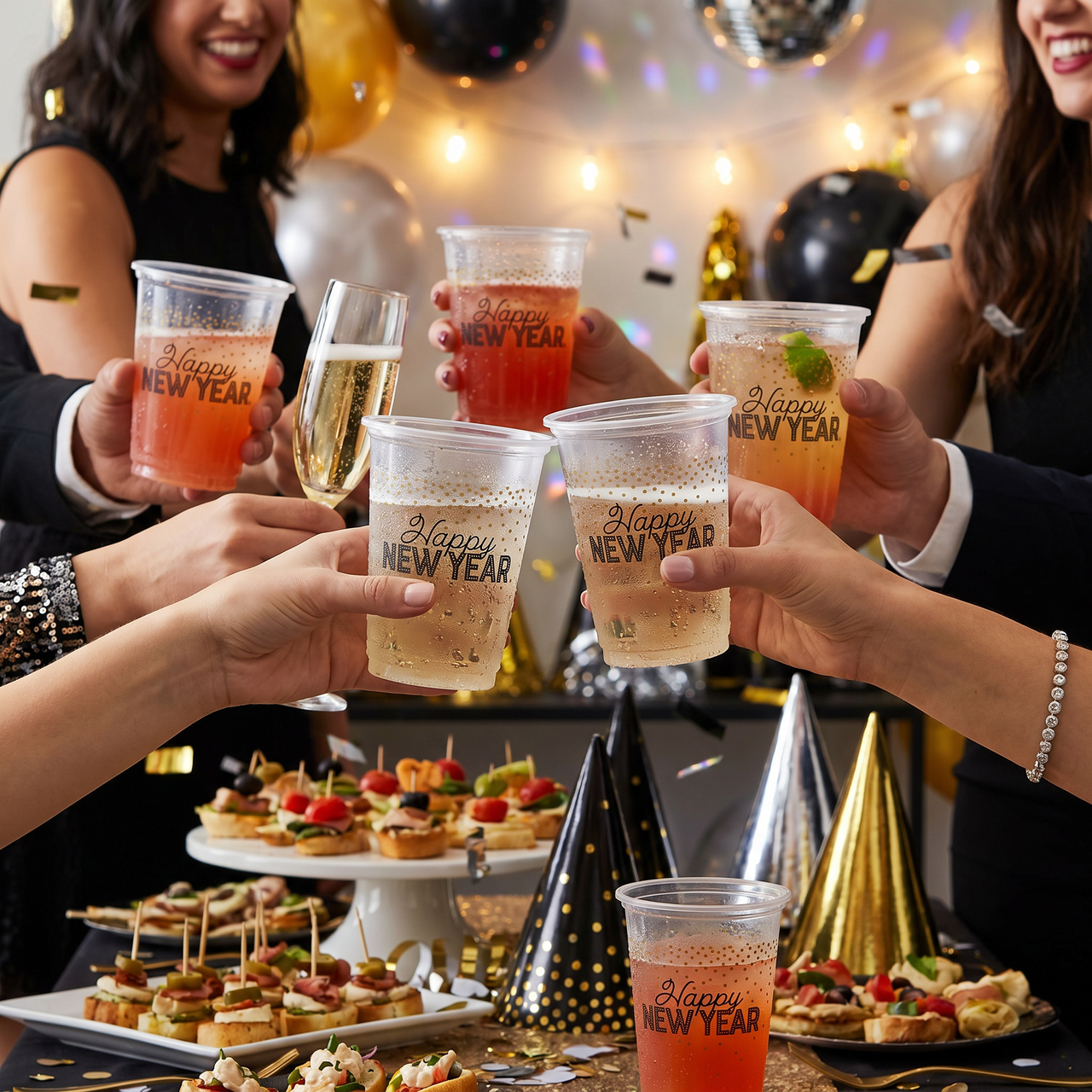 Bulk Happy New Year Plastic Cups (96 per Case)