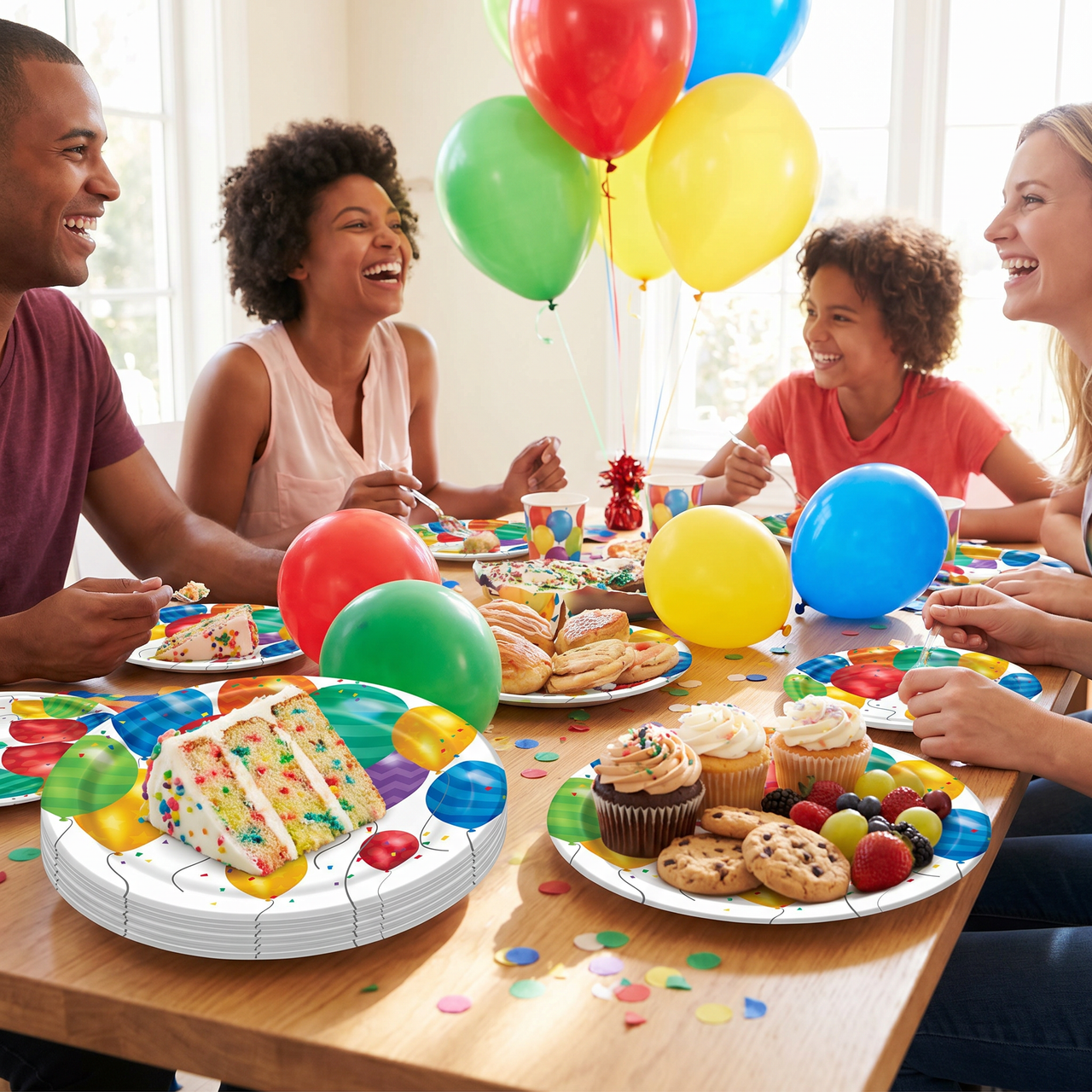 Bulk Balloon Blast 7 inch Paper Dessert Plate (96 per Case)