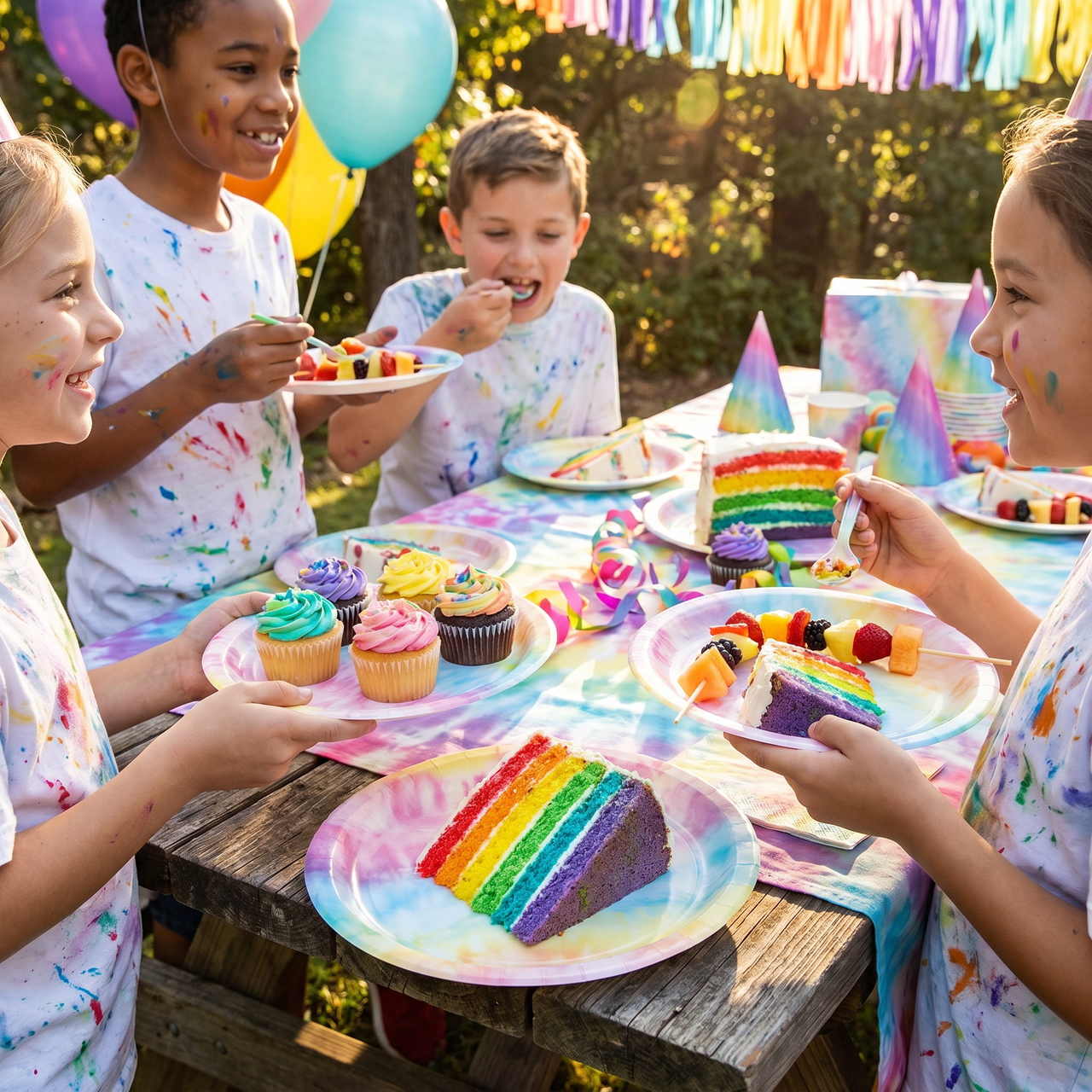 Bulk Tie Dye Party Paper Dessert Plates (96 per Case)
