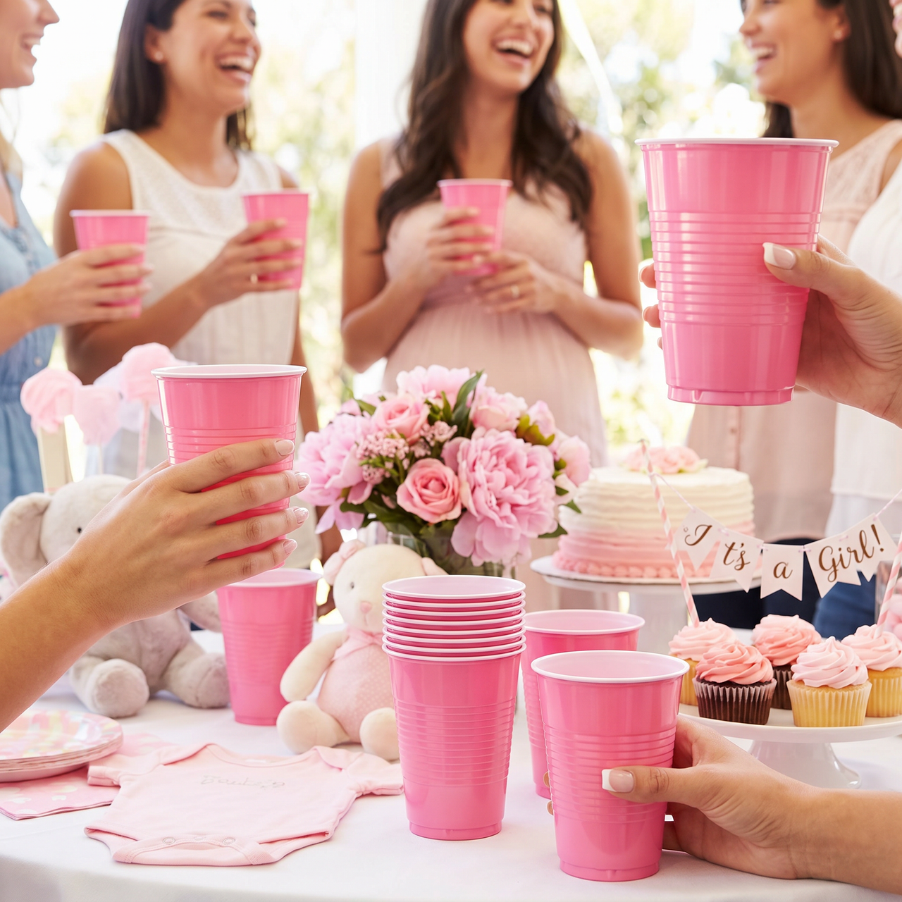 Bulk Candy Pink 16 oz Plastic Cups (240 per Case)