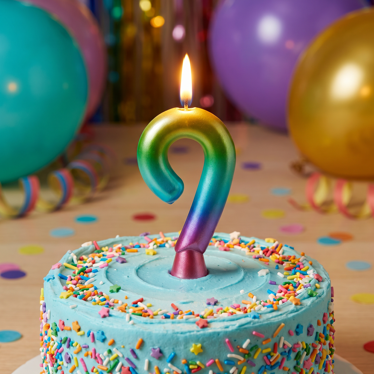 Bulk Rainbow Metallic 9 Birthday Candle  (12 per Case)