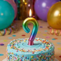 Bulk Rainbow Metallic 9 Birthday Candle  (12 per Case)