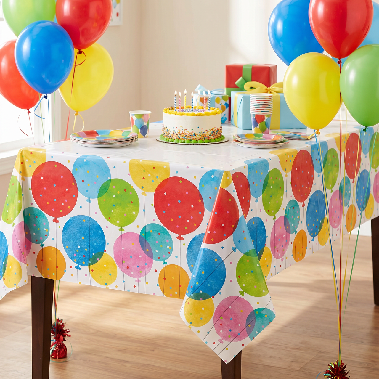 Bulk Birthday Confetti Balloons Plastic Table Covers (12 per Case)