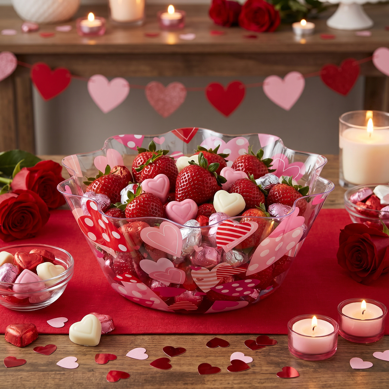 Bulk Valentine Hearts 8" Fluted Bowl (Case of 12)