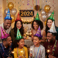 Bulk New Year's Eve Foil Glitter Party Hats (50 per Case)