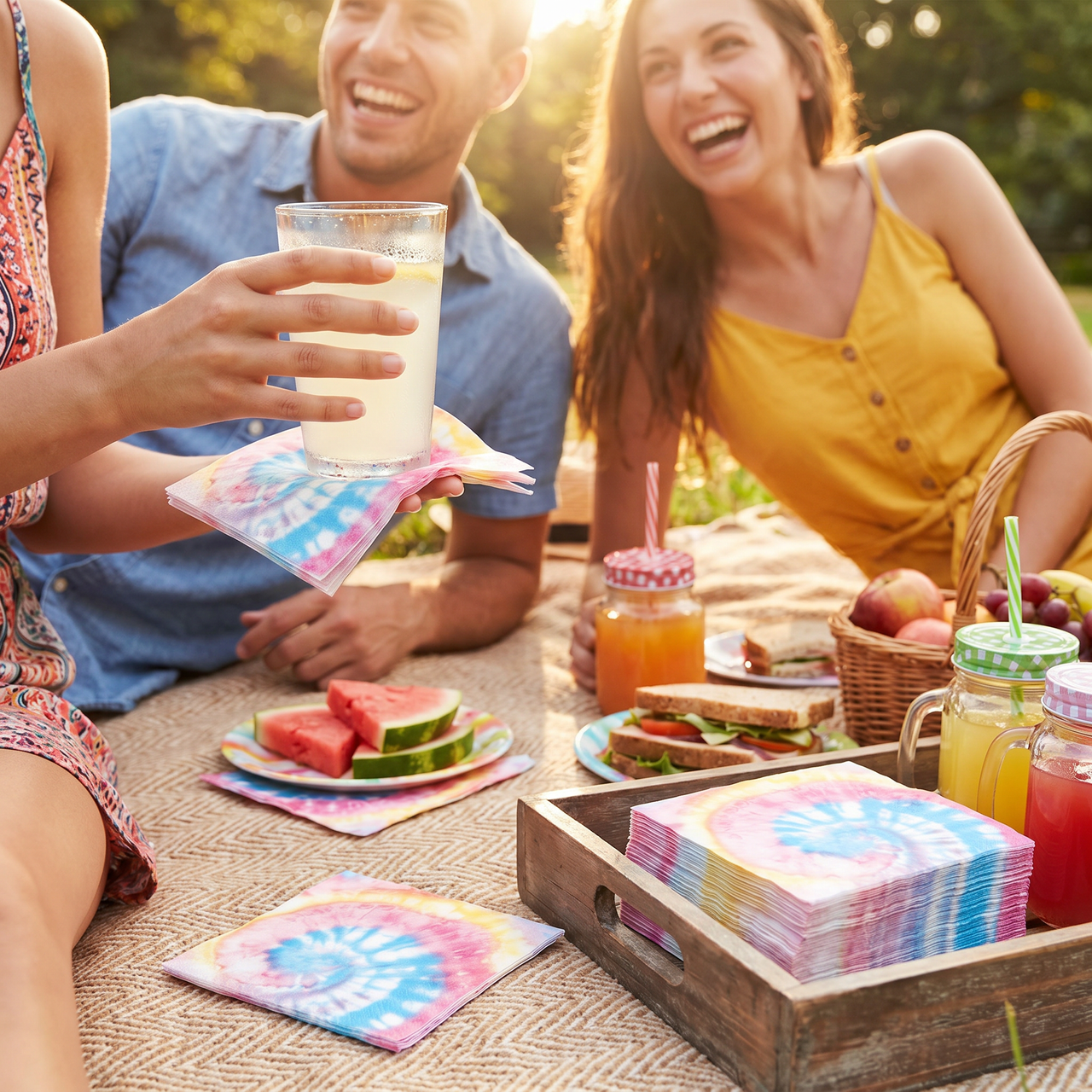 Bulk Tie Dye Party Beverage Napkins (192 per Case)