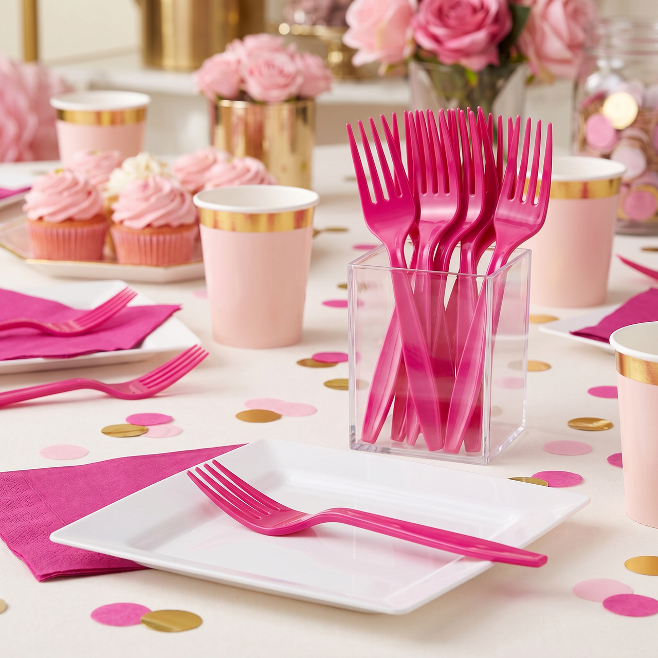 Bulk Hot Magenta Plastic Forks (288 per Case)