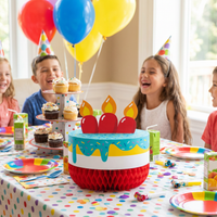 Bulk Bubbly Birthday Honeycomb Centerpiece w/ Attachment (12 per Case)
