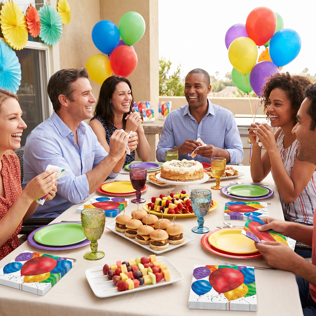 Bulk Balloon Blast Lunch Napkins (192 per Case)