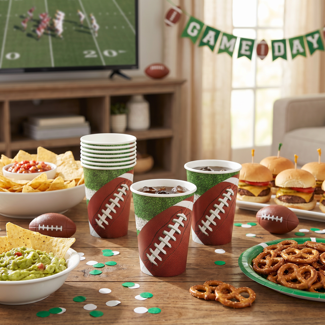 Bulk Football Party Paper Cups (96 per Case)