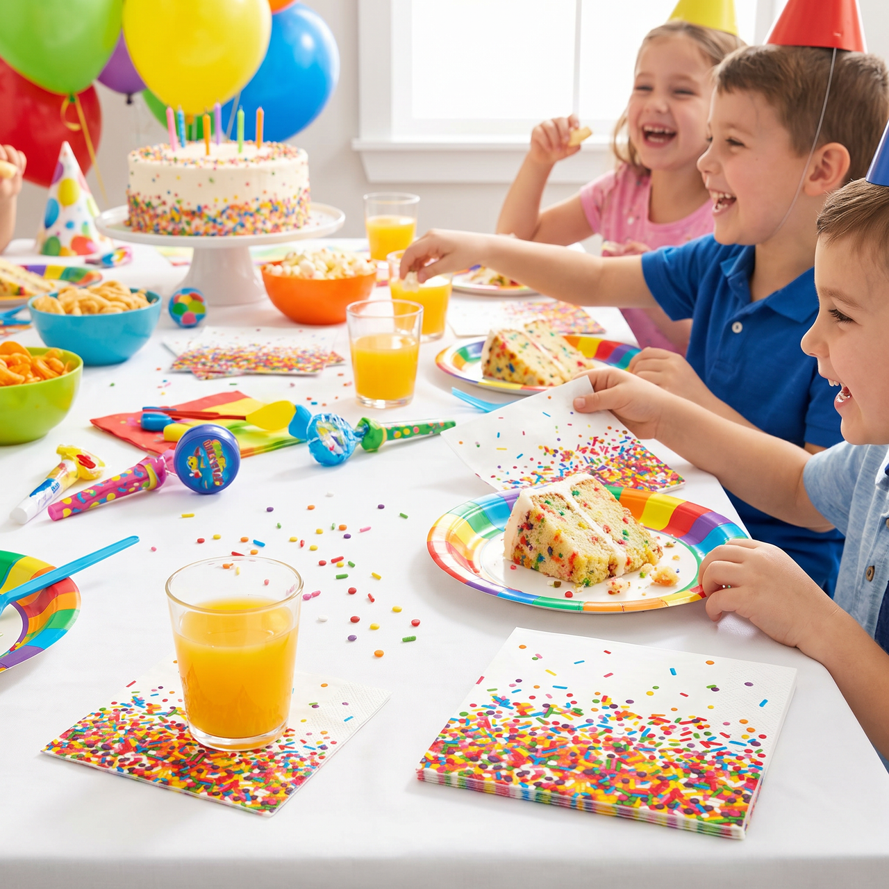 Bulk Confetti Sprinkles Beverage Napkins (192 per Case)
