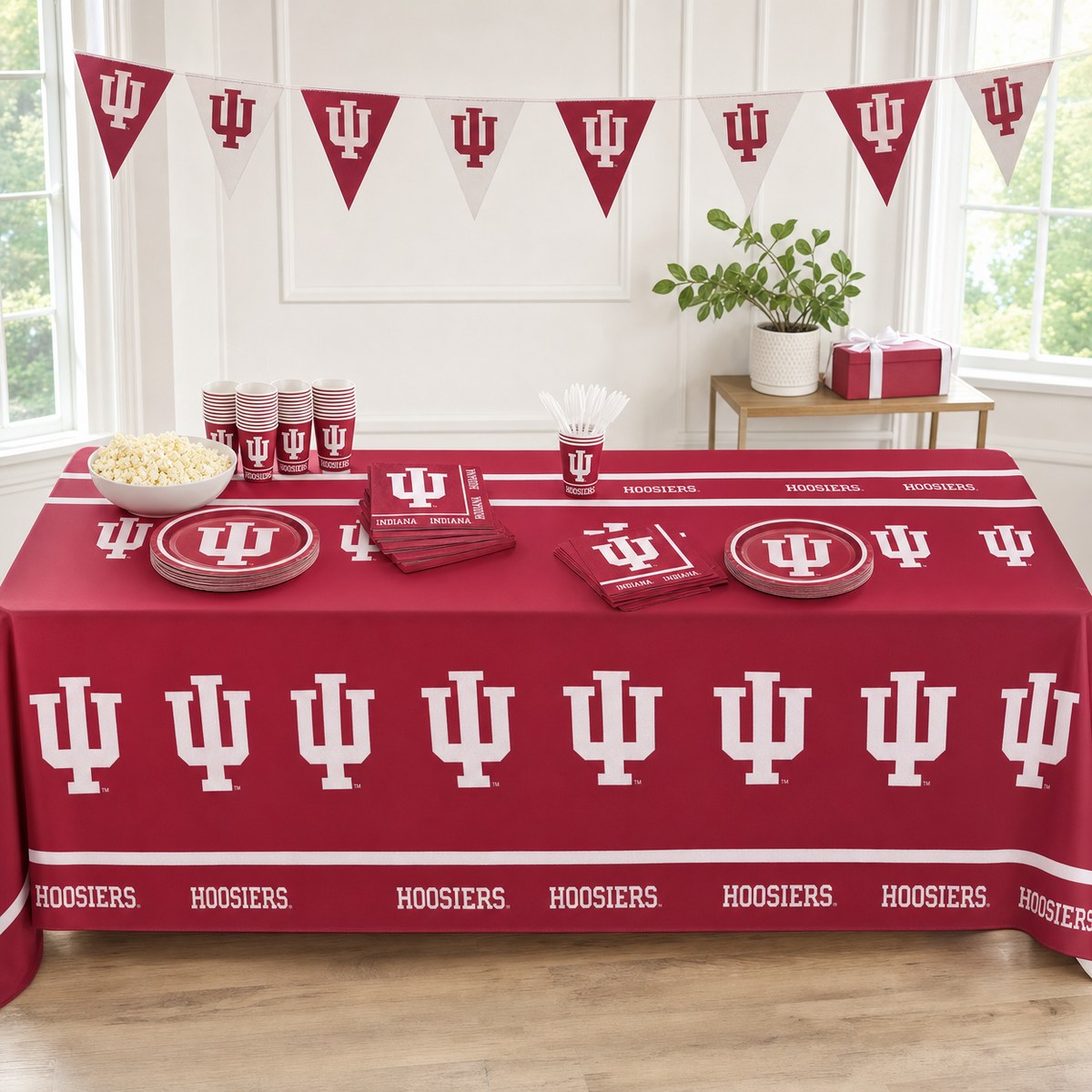 Bulk Indiana Hoosiers Plastic Table Covers (12 per Case)