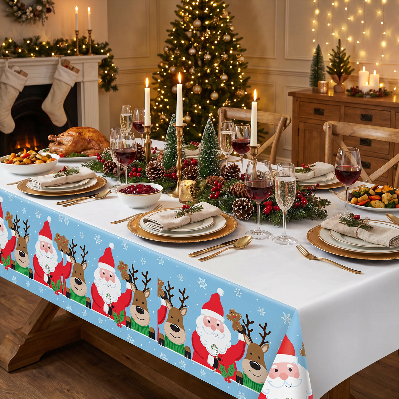 Bulk Christmas Cheer Paper 54" x 96" Tablecover (12 per Case)