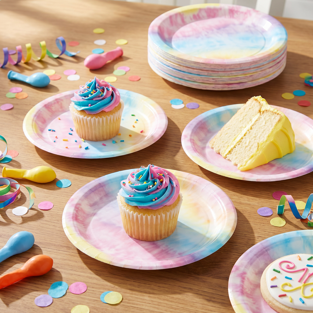 Bulk Tie Dye Party Paper Dessert Plates (96 per Case)