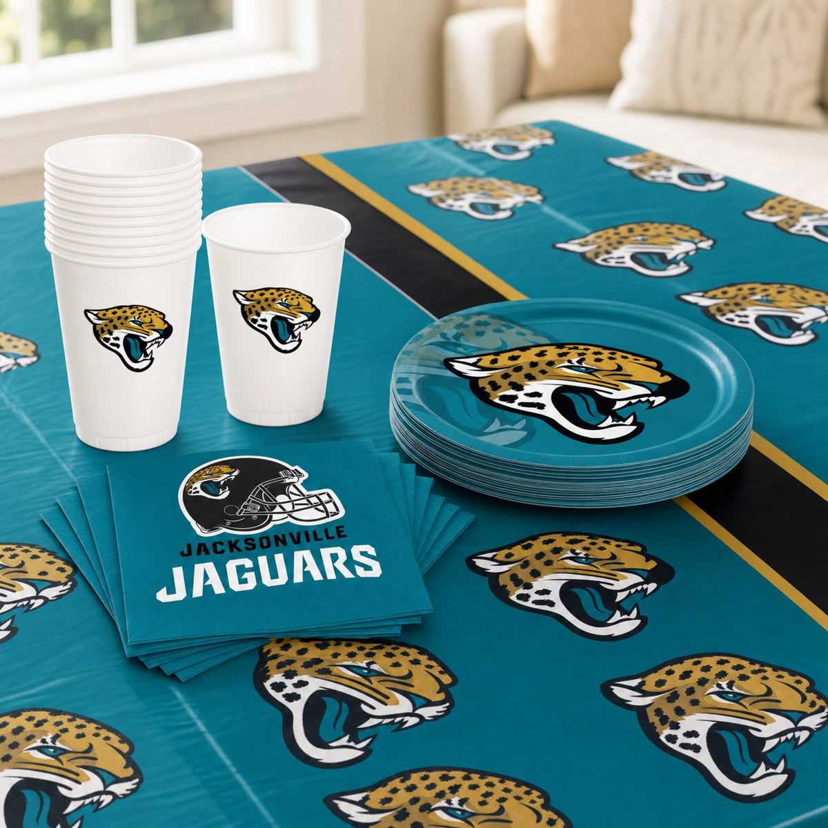 Bulk Jacksonville Jaguars Plastic Table Covers (12 per Case)