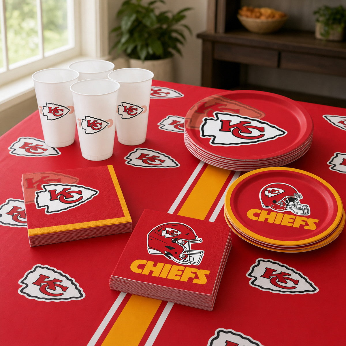 Bulk Kansas City Chiefs Plastic Table Covers (12 per Case)