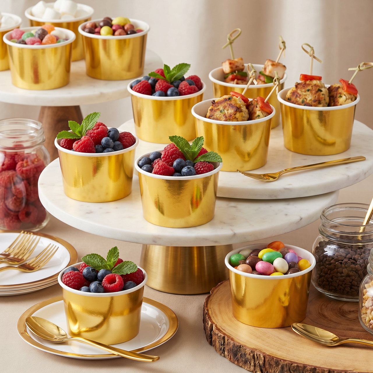 Bulk Gold Foil Paper Treat Cups (96 per Case)