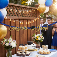 Bulk Graduation Congrats Grad Gold Glitter Ribbon Banner (12 per Case)