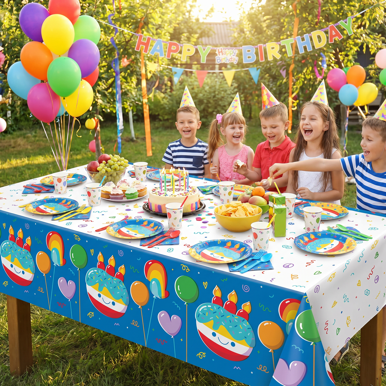 Bulk Bubbly Birthday Tablecover, Paper 54" x 96" (6 per Case)