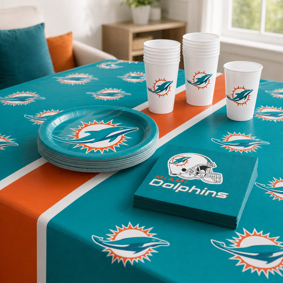 Bulk Miami Dolphins Paper Dinner Plates (96 per Case)