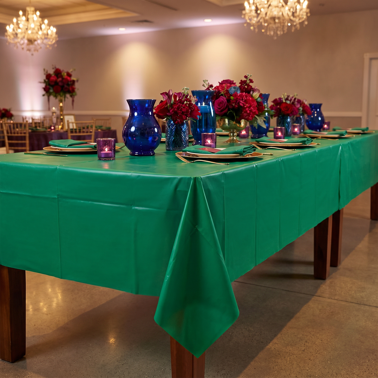 Bulk Emerald Green Plastic Table Covers 54 inch x 108 inch (12 per Case)