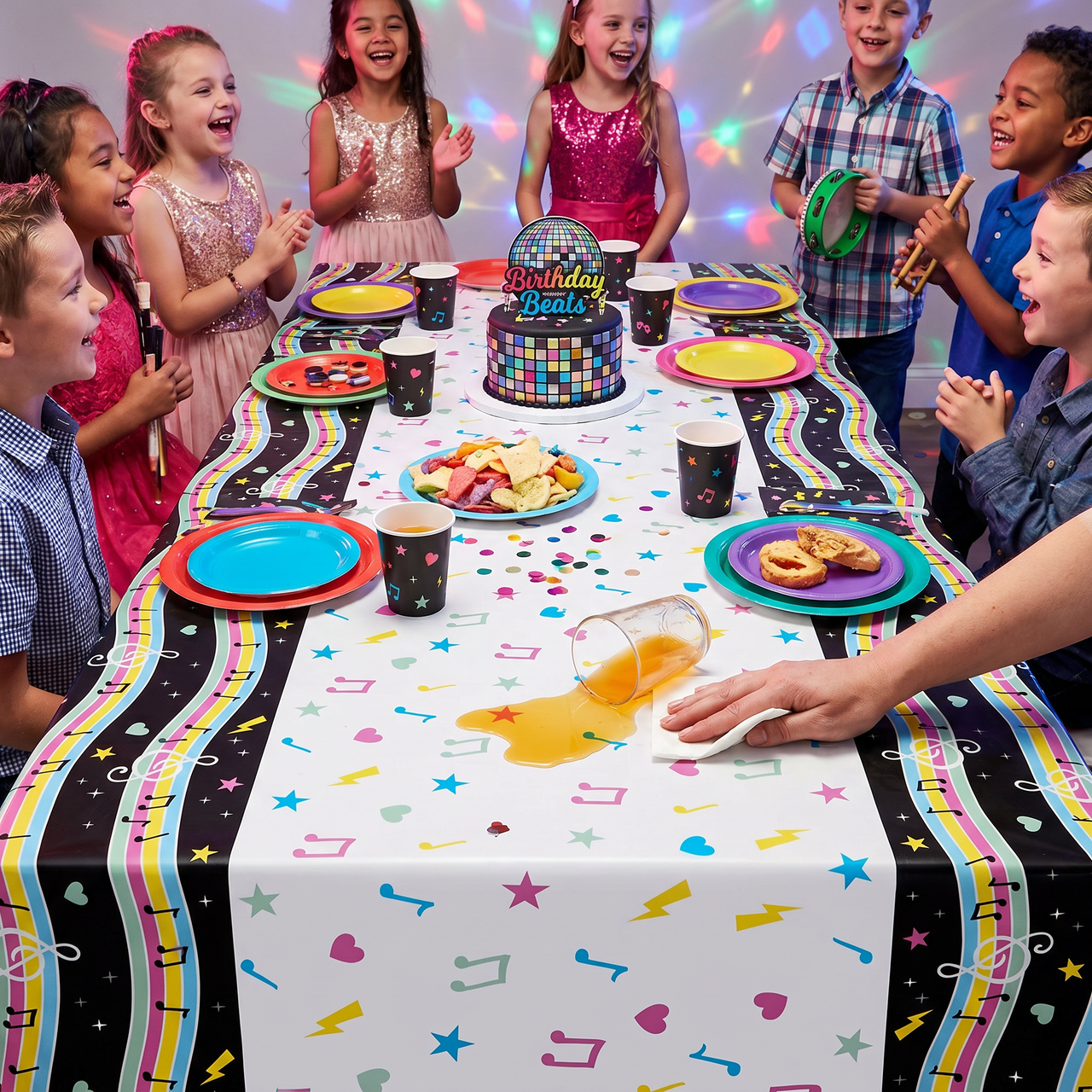 Bulk Birthday Beats Disco Party Paper Tablecloths (Case of 6)