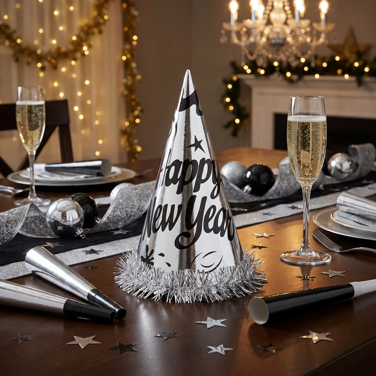 Bulk Silver Foil Party Hats (Case of 12)
