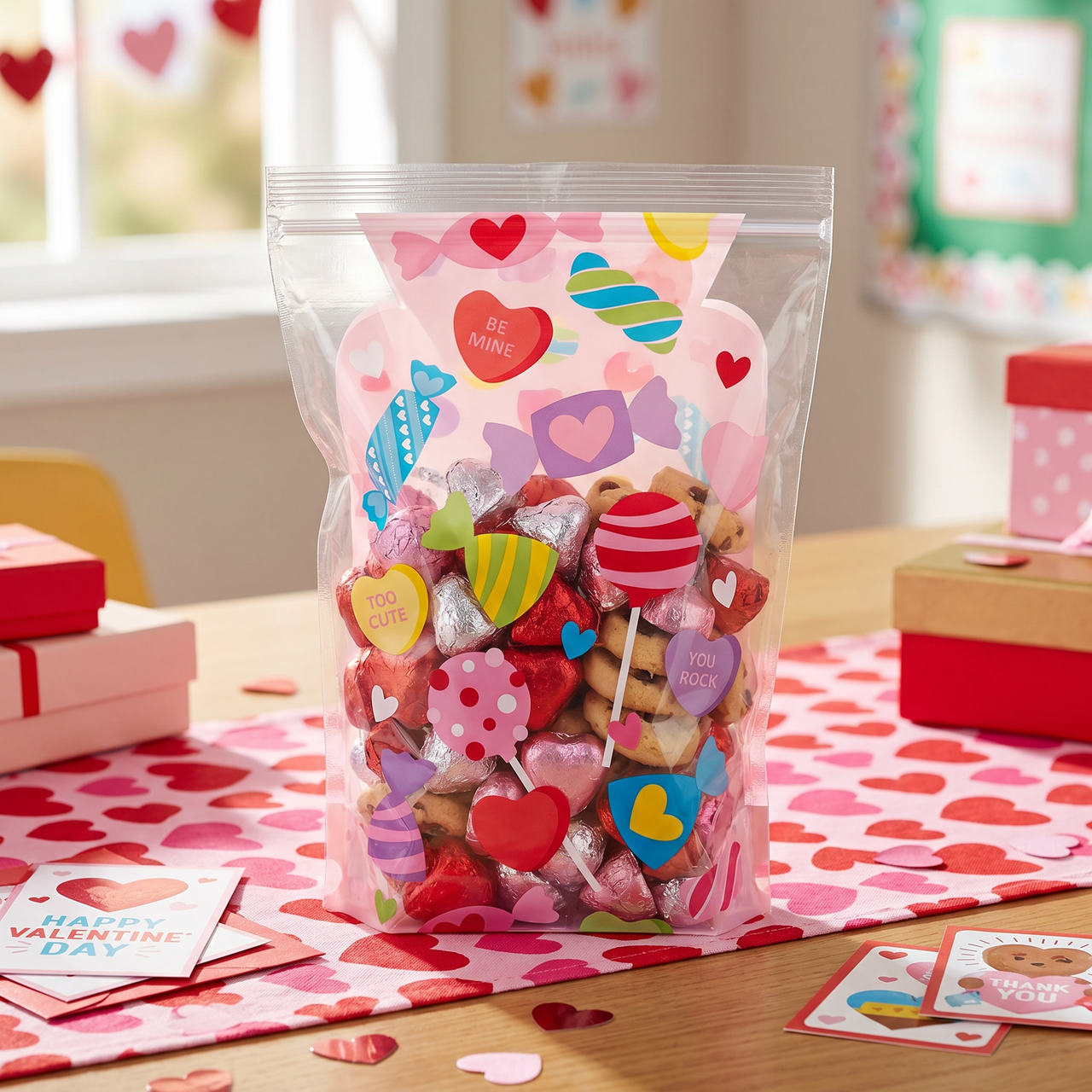 Bulk Valentine Treats Cello Bag with Zipper (144 per Case)