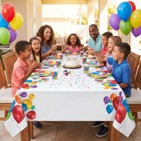Bulk Balloon Blast Plastic Tablecover 54 inch x102 inch , Border Print (6 per Case)