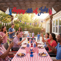 Bulk Patriotic Cardstock Banner w/ Tissue Tassels (Case of 12)