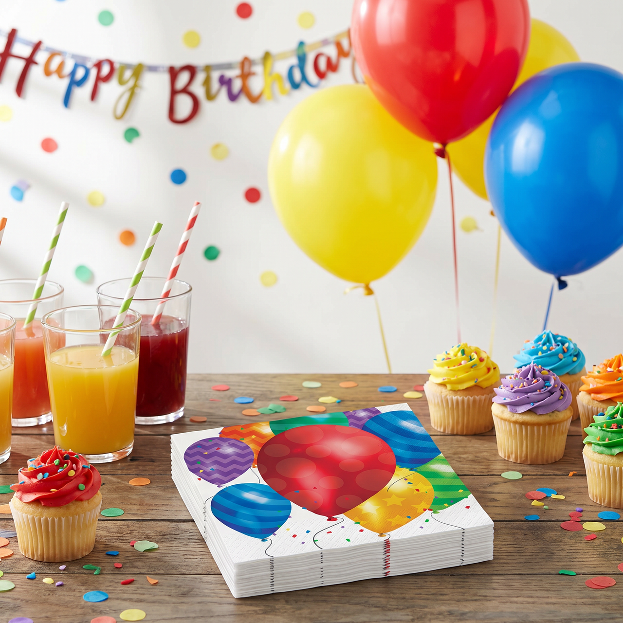 Bulk Balloon Blast Beverage Napkins (192 per Case)
