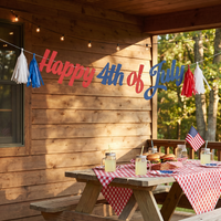 Bulk Patriotic Cardstock Banner w/ Tissue Tassels (Case of 12)