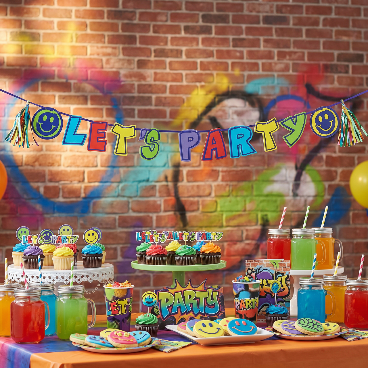 Bulk Graffiti Party Letter Banner w/ Tassels (12 per Case)