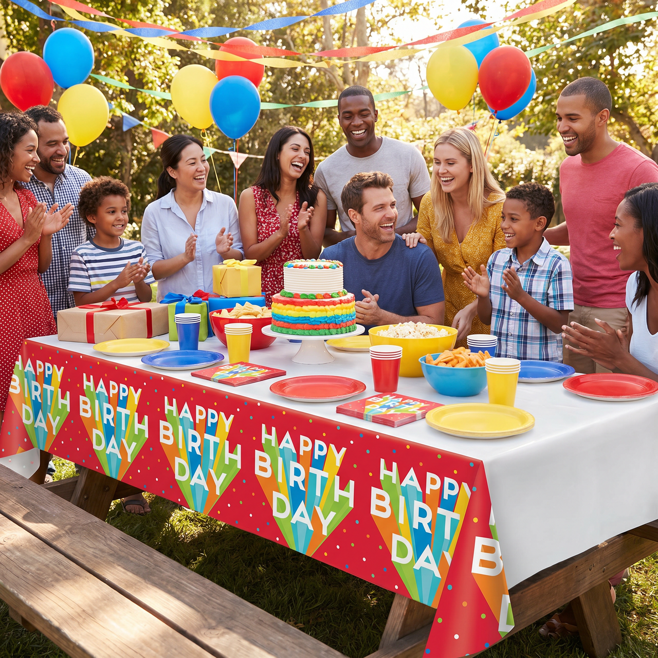Bulk Happy Birthday Bash Plastic Tablecloths (Case of 12)