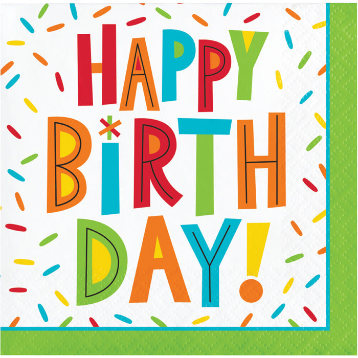 Birthday Fun Paper Beverage Napkins (Case of 192) by Creative Converting