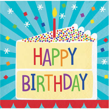 Bulk Cake Birthday Paper Beverage Napkins (192 per Case)