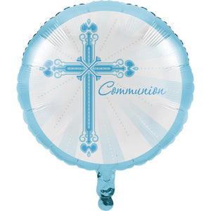 10ct Bulk Blessings Blue Metallic Balloon, Communion