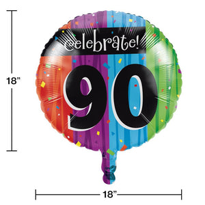 12ct Bulk Milestone Celebrations 90th Metallic Balloon